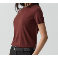 THEORY WOMEN'S MERINO WOOL BASIC TEE OXBLOOD RED SZ MEDIUM M MSRP $215 O0711710