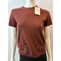 THEORY WOMEN'S MERINO WOOL BASIC TEE OXBLOOD RED SZ MEDIUM M MSRP $215 O0711710