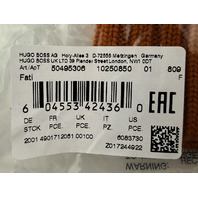 HUGO BOSS FATI 50495306 MENS RIB-KNIT LOGO PLAQUE VIRGIN WOOL DARK ORANGE BEANIE