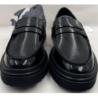 STEVE MADDEN P-ZEB MENS SIZE 10 BLACK ZEB PENNY LEATHER DRESS LOAFERS
