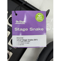 ON STAGE GEAR STAGE SNAKE 50' SNK16450 16 XLR INPUTS FEMALE 4 XLR OUTPUTS MALE