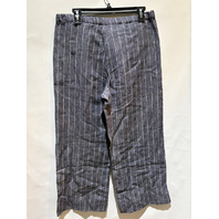 S MAX MARA WOMEN'S DENIM LOOK PINSTRIPE LINEN PANTS SAMPLE SMM CRESTA SZ 8