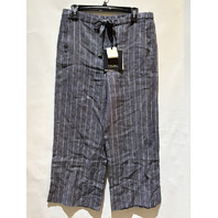 S MAX MARA WOMEN'S DENIM LOOK PINSTRIPE LINEN PANTS SAMPLE SMM CRESTA SZ 8