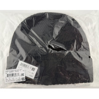 HUGO BOSS FATI 50495306 MENS RIB-KNIT LOGO PLAQUE VIRGIN WOOL DARK BROWN BEANIE