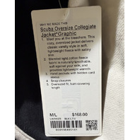 LULULEMON WOMEN'S SCUBA OVERSIZE COLLEGIATE JACKET GRAPHIC SZ M/L LW3IOZS BLACK