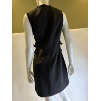 SANDRO PARIS SLEEVELESS SHORT DRESS WITH CUTOUTS AND VELVET TRIM SIZE 38 BLACK