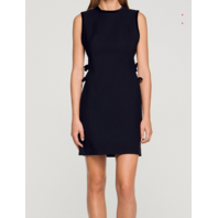 SANDRO PARIS SLEEVELESS SHORT DRESS WITH CUTOUTS AND VELVET TRIM SIZE 38 BLACK
