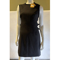 SANDRO PARIS SLEEVELESS SHORT DRESS WITH CUTOUTS AND VELVET TRIM SIZE 38 BLACK