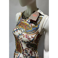 ETRO KNITTED MIDI DRESS W FRINGING FLORAL PAISLEY MOTIF WRKA0122AKD50 SZ 38