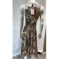 ETRO KNITTED MIDI DRESS W FRINGING FLORAL PAISLEY MOTIF WRKA0122AKD50 SZ 38