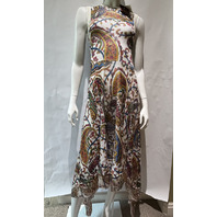 ETRO KNITTED MIDI DRESS W FRINGING FLORAL PAISLEY MOTIF WRKA0122AKD50 SZ 38