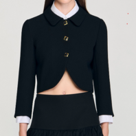 SANDRO PARIS SFPVE01217 LIORA BLAZER W JEWEL BUTTONS MSRP 560$ SZ 38 NWT BLACK