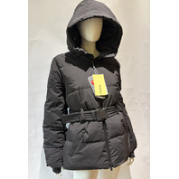 HALFDAYS WOMEN'S HEDY BELTED PUFFER IN BLACK 1WT0101 SIZE SMALL S