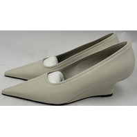 TOTEME SHARP NAPPA WEDGE PUMPS WHITE 047 261-WAS0276-LE0210-047 EU38 US 8