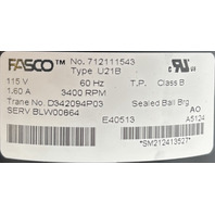 FASCO U21B BLW00864 115V 60HZ CLASS B FURNACE DRAFT INDUCER BLOWER