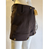 SANDRO PARIS SFPSH00515 ANTOINE SHORTS WITH BUTTON DETAIL SIZE 38 BROWN NWT