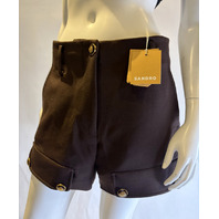 SANDRO PARIS SFPSH00515 ANTOINE SHORTS WITH BUTTON DETAIL SIZE 38 BROWN NWT