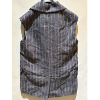 S MAX MARA WOMEN'S DENIM LOOK PINSTRIPE LINEN VEST SAMPLE BLACK SMM BALLO SZ 8