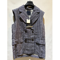 S MAX MARA WOMEN'S DENIM LOOK PINSTRIPE LINEN VEST SAMPLE BLACK SMM BALLO SZ 8