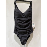 JANTZEN WOMEN'S ONE PIECE DOUBLE DARE LACE BACK CONTROL SWIMWEAR JZ24302M SZ 16