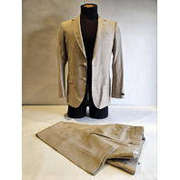 HUGO BOSS BECKHAM 50549196 TWO-PIECE SUIT VIRGIN WOOL SILK LINEN 44R LIGHT BEIGE
