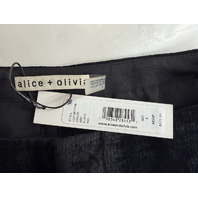 ALICE + OLIVIA CONOR CLEAN WAIST TROUSER VELVET SIZE 4 BLACK MRSP $375 NWT