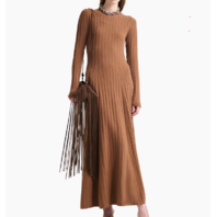 ALTUZARRA GIA WOOL-CASHMERE MAXI DRESS RIB KNIT MSRP $1195 SIZE XS COLOR SADDLE