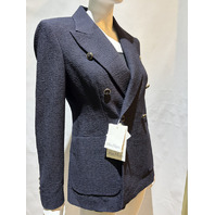 MAX MARA WOMEN'S WOOL SEERSUCKER JACKET IN ULTRAMARINE SAMPLE MXM RICETTA SZ 8
