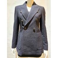 MAX MARA WOMEN'S WOOL SEERSUCKER JACKET IN ULTRAMARINE SAMPLE MXM RICETTA SZ 8