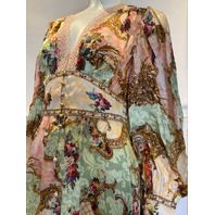 CAMILLA THE QUEENS QUARTERS WAISTBANDED DRESS W/ GATHERED SLEEVE XL $995 LDSA202