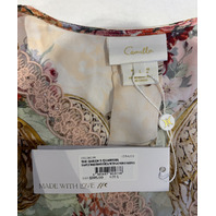 CAMILLA THE QUEENS QUARTERS WAISTBANDED DRESS W/ GATHERED SLEEVE L $995 LDSA202