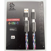 MOKONGFU 120W LIGHT UP 4 IN 1 CHARGER USB TYPE C LIGHTING CABLE