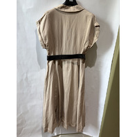 DONNA KARAN WOMEN'S LINEN BLEND BELTED MIDI SHIRTDRESS BEIGE 10746915 SZ 14