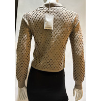 MAX MARA WOMEN'S SEQUINED WOOL CARDIGAN BROWN SAMPLE MXM RAGNO SIZE MEDIUM NWT