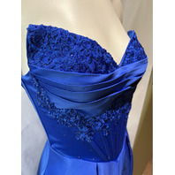 BLONDIE NITES BEADED DETAIL STRAPLESS SATIN GOWN IN ROYAL BLUE 5966BN SIZE 5