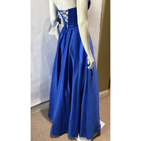 BLONDIE NITES BEADED DETAIL STRAPLESS SATIN GOWN IN ROYAL BLUE 5966BN SIZE 5
