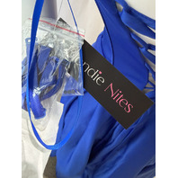 BLONDIE NITES BEADED DETAIL STRAPLESS SATIN GOWN IN ROYAL BLUE 5966BN SIZE 5