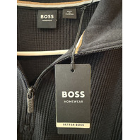 BOSS STRUCTURE MEN'S 1/4 ZIP SWEATSHIRT WAFFLE IN BLACK SIZE MEDIUM BMB-022