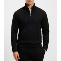 BOSS STRUCTURE MEN'S 1/4 ZIP SWEATSHIRT WAFFLE IN BLACK SIZE MEDIUM BMB-022