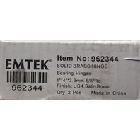 LOT OF 4 EMTEK 962344 SOLID BRASS DOOR HINGE BEARING HINGES 4"*4"*3.3MM-5/8"RD