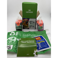 67XL INK CARTRIDGE COMBO FOR HP PRINTER COLOR BLACK AND TRICOLOR