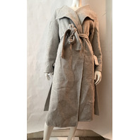 BELLE & BLOOM WOMEN'S HEAD OVER HEELS COLLARLESS ROBE COAT GREY MARBLE SZ LARGE
