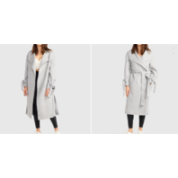 BELLE & BLOOM WOMEN'S HEAD OVER HEELS COLLARLESS ROBE COAT GREY MARBLE SZ LARGE