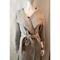 BELLE & BLOOM WOMEN'S HEAD OVER HEELS COLLARLESS ROBE COAT GREY MARBLE SZ LARGE