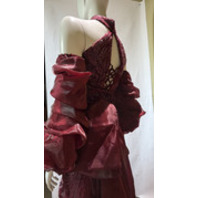 RUBY RED GOWN STRAPLESS SEQUINED FLOOR LENGTH SHEER MIDDRIFT WITH TRAIN SIZE 6