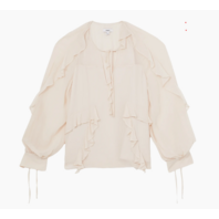 REISS WOMEN'S ZARIA RUFFLE TOP IN PALE PINK US SIZE 6 MSRP $240 46721167