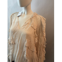REISS WOMEN'S ZARIA RUFFLE TOP IN PALE PINK US SIZE 6 MSRP $240 46721167