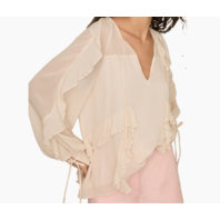 REISS WOMEN'S ZARIA RUFFLE TOP IN PALE PINK US SIZE 6 MSRP $240 46721167