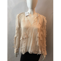 REISS WOMEN'S ZARIA RUFFLE TOP IN PALE PINK US SIZE 6 MSRP $240 46721167