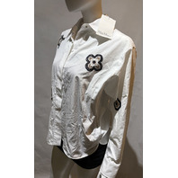 MAX MARA WOMEN'S EMBROIDERED POPLIN SHIRT OPTICAL WHITE SAMPLE MXM SHOCK MEDIUM